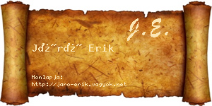 Járó Erik névjegykártya