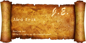 Járó Erik névjegykártya